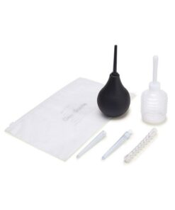CleanScene Anal Douche Set with Flexible Tip Head (7 Piece) - Black/White