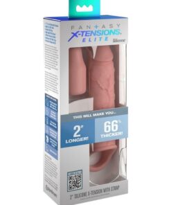 Fantasy X-Tensions Elite Silicone 6in Sleeve with Strap and 2in Plug- Vanilla