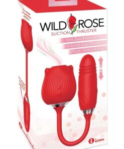 Wild Rose and Thruster Rechargeable Silicone Clitoral Stimulator with Suction - Red