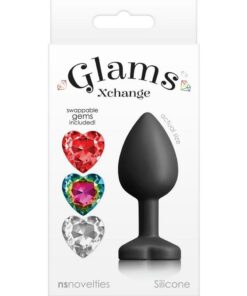 Glams Xchange Heart Silicone Anal Plug - Small - Black