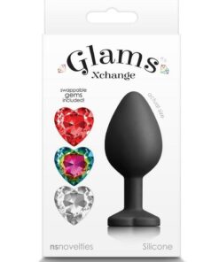 Glams Xchange Heart Silicone Anal Plug - Medium - Black