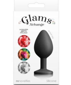 Glams Xchange Round Silicone Anal Plug - Medium - Black