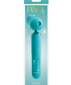 Revel Fae Rechargeable Silicone Vibrator with Clitoral Stimulator - Teal
