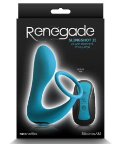 Renegade Slingshot II Rechargeable Silicone Cock Ring and Prostate Plug with Remote Control - Teal
