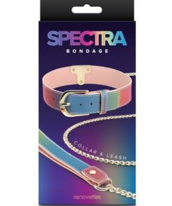 Spectra Bondage Collar and Leash - Rainbow