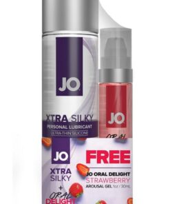 JO Gift with Purchase Xtra Silky Lubricant 4oz and Oral Delight Strawberry 4oz Set