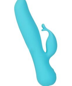 Swan The Kissing Swan Rechargeable Silicone Dual Action Rotate and Clitoral Vibrator - Blue