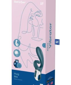 Satisfyer Hug Me Rechargeable Silicone Vibrator with Clitoral Stimulation - Grayblue