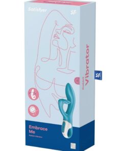 Satisfyer Embrace Me Silicone Rechargeable Vibrator with Clitoral Stimulation - Turquoise