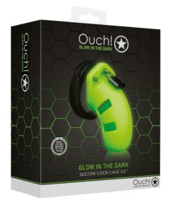 Ouch Model 20 Silicone Cock Cage 3.5in Glow in the Dark - Green