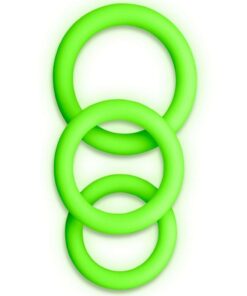 Ouch! Cock Ring Silicone Set (3pc) Glow in the Dark - Green