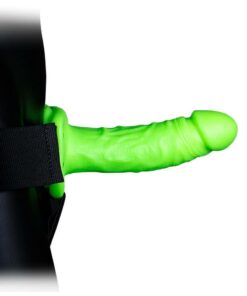 Ouch! Realistic Dildo Strap-On Harness Glow in the Dark 7in - Green
