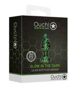 Ouch! Glass Butt Plug Glow in the Dark - Medium - Green