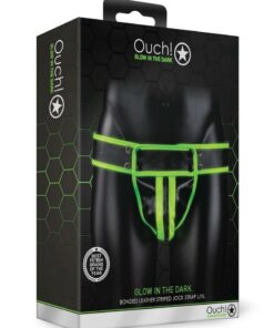 Ouch! Striped Jock Strap Glow in the Dark - Large/XLarge - Green