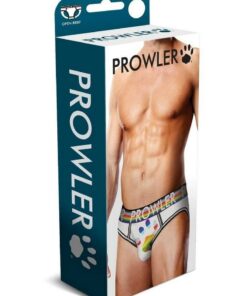 Prowler White Oversized Paw Open Brief - Small - White/Rainbow