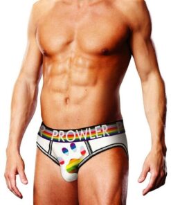 Prowler White Oversized Paw Open Brief - Large - White/Rainbow