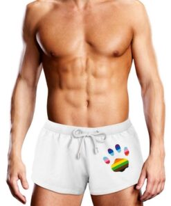 Prowler Oversized Paw Swimming Trunk - Small - White/Rainbow