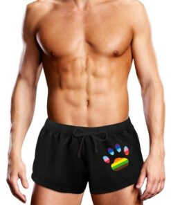 Prowler Oversized Paw Swimming Trunk - Small - Black/Rainbow