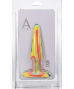 A-Play Groovy Silicone Anal Plug 5in - Orange/Teal