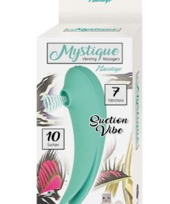 Mystique Suction Vibrating Rechargeable Silicone Massager - Aqua