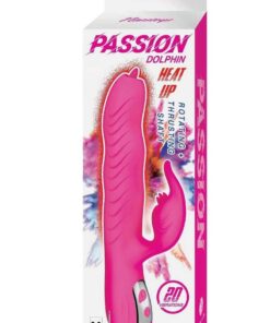 Passion Dolphin Heat Up Rechargeable Silicone Rabbit Vibrator - Pink