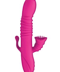 Passion Dual Massager Heat Up Rechargeable Silicone Rabbit Vibrator - Pink