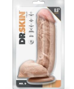 Dr. Skin Mr. D Dildo with Balls and Suction Cup 8.5in - Vanilla