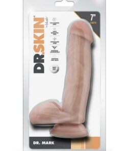 Dr. Skin Mr. Mark Dildo with Balls and Suction Cup 7in - Vanilla