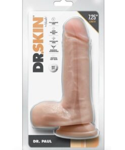 Dr. Skin Dr. Paul Dildo with Balls and Suction Cup 7.25in - Vanilla