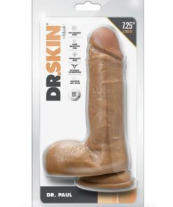 Dr. Skin Dr. Paul Dildo with Balls and Suction Cup 7.25in - Caramel