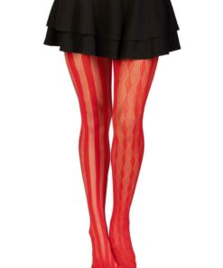 Leg Avenue Harlequin Net Tights - O/S - Red