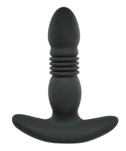 Playboy Trust the Thrust Rechargeable Silicone Thrusting Anal Plug with Remote Control - Black