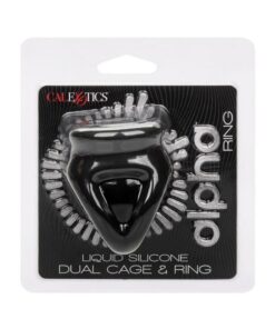 Alpha Liquid Silicone Dual Cage and Ring - Black