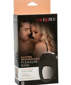 Couples`s Enhancers Silicone Rechargeable Pleasure Ring - Black