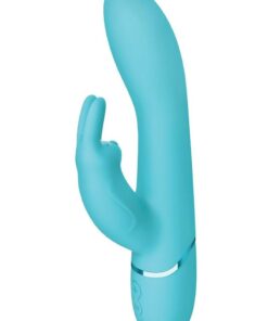 Love Distance Receive App Controlled Silicone Rechargeable Rabbit Vibrator - Teal