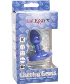 Cheeky Gems Rechargeable Silicone Vibrating Probe - Small - Blue