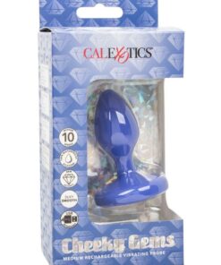 Cheeky Gems Rechargeable Silicone Vibrating Probe - Medium - Blue