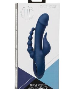 III Triple Orgasm Rechargeable Silicone Stimulating Vibrator - Navy Blue