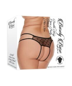 Barely Bare Double Strap Open Panty - Plus Size - Black