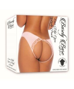 Barely Bare Lace Edge Open Panty - O/S - Peach