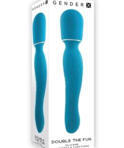 Gender X Double the Fun Rechargeable Silicone Dual End Wand - Teal