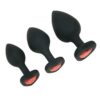 Whipsmart Heartbreaker Jeweled Silicone Anal Set (3 Piece) - Black/Red