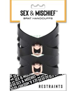 Sex and Mischief Brat Handcuffs - Black/Rose Gold