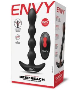 Envy Toys Deep Reach Remote Controlled Rechargeable Silicone Vibrating Anal Beads - Black