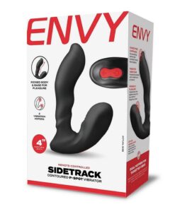 Envy Toys Sidetrack Remote Controlled Rechargeable Silicone Contoured P-Spot Vibrator - Black