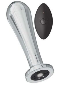 Ass-Sation Remote Control Vibrating Metal Anal Bulb - Silver