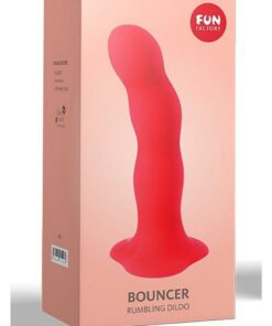 Bouncer Silicone Rumbling Dildo with Weighted Balls - Red