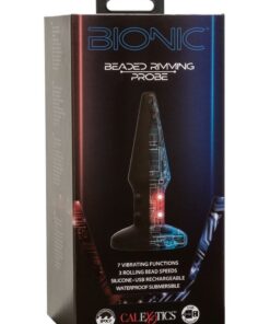 Bionic Beaded Rimming Probe Rechargeable Silicone Anal Stimulator - Black