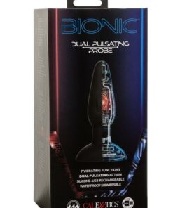Bionic Dual Pulsating Probe Rechargeable Silicone Anal Stimulator - Black