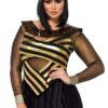Leg Avenue Nile Queen Catsuit Dress with Jewel Collar Head Piece (3 Piece) - 3X/4X - Black/Gold